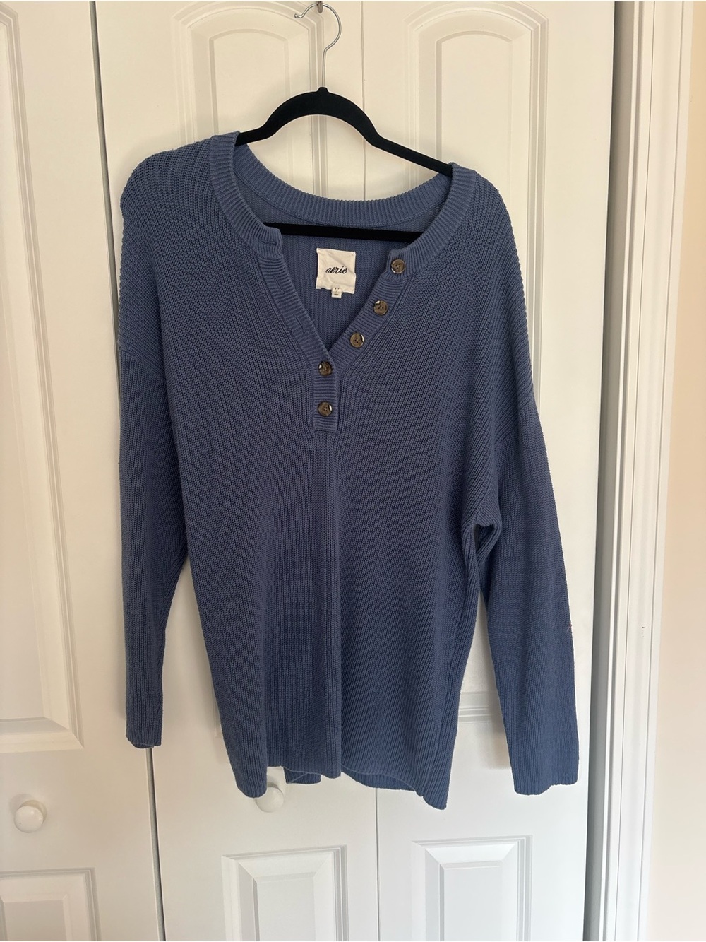 aerie Dusty Blue Henley chunky oversized Sweater